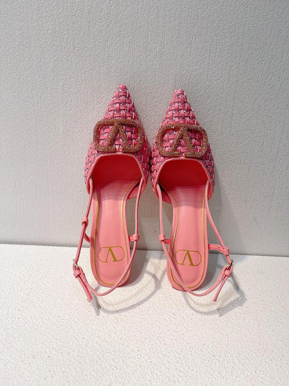 VT High Heeled Slingbacks Pink Sheepskin 292802