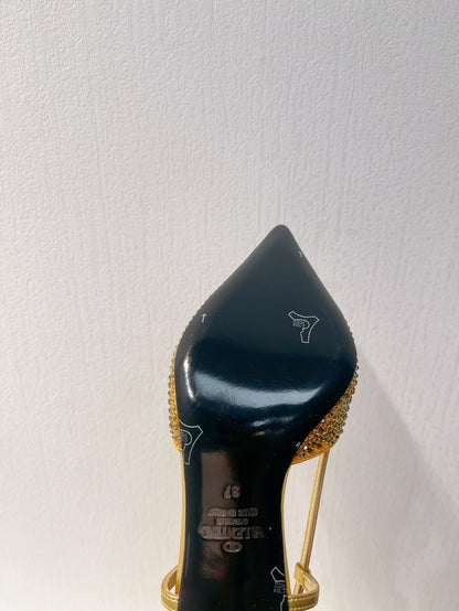 VT High Heeled Slingbacks Gold Sheepskin 292820