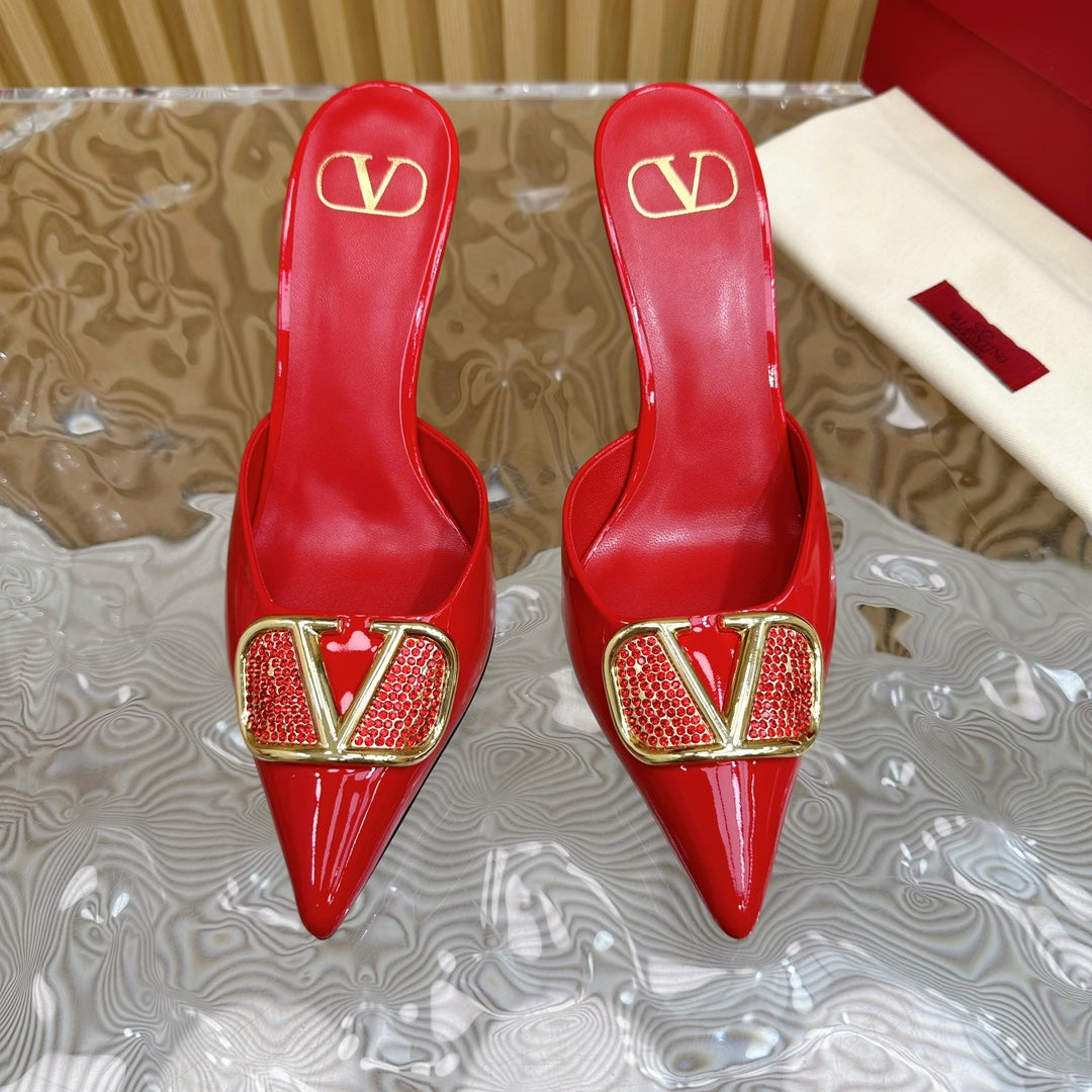 Vlogo Signature with Crystals Slingback Pump 70 Red Calfskin