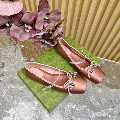 BALLET FLAT IN CORAL PINK SILK