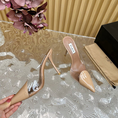 Alaila Mule 100mm In Beige Lambskin 957215