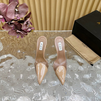 Alaila Mule 100mm In Beige Lambskin 957215