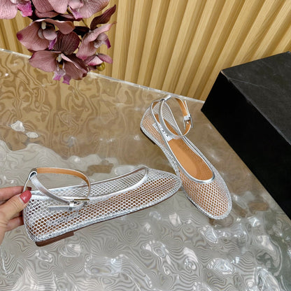 Alaila Mary Jane In Silver Mesh Fabric 103024