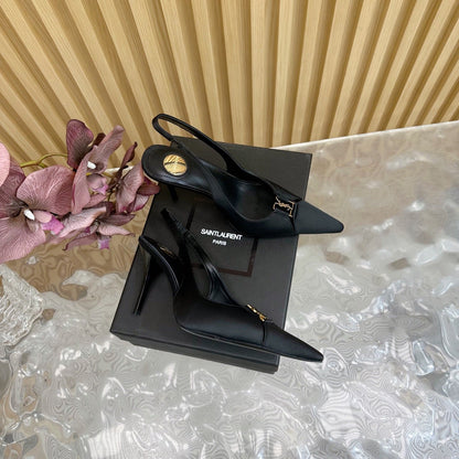 BABYLONE SLINGBACK PUMPS IN BLACK SILK