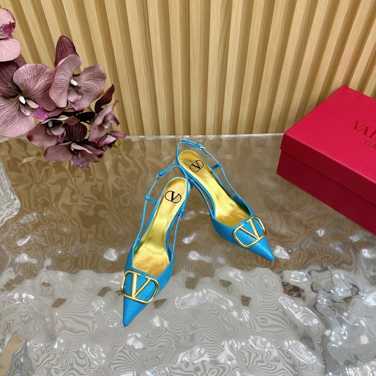 VT 25 Slingback Cerulean Blue Snakeskin Leather 325192