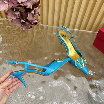 VT 25 Slingback Cerulean Blue Snakeskin Leather 325192