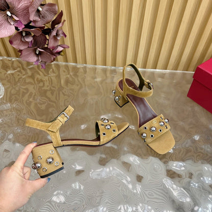 VT 25 Rivet Steel Beads Slingback Brown Suede 325202