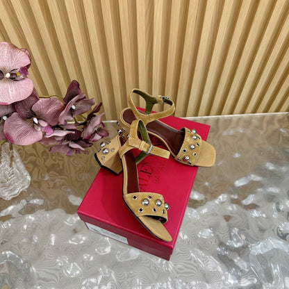 VT 25 Rivet Steel Beads Slingback Brown Suede 325202