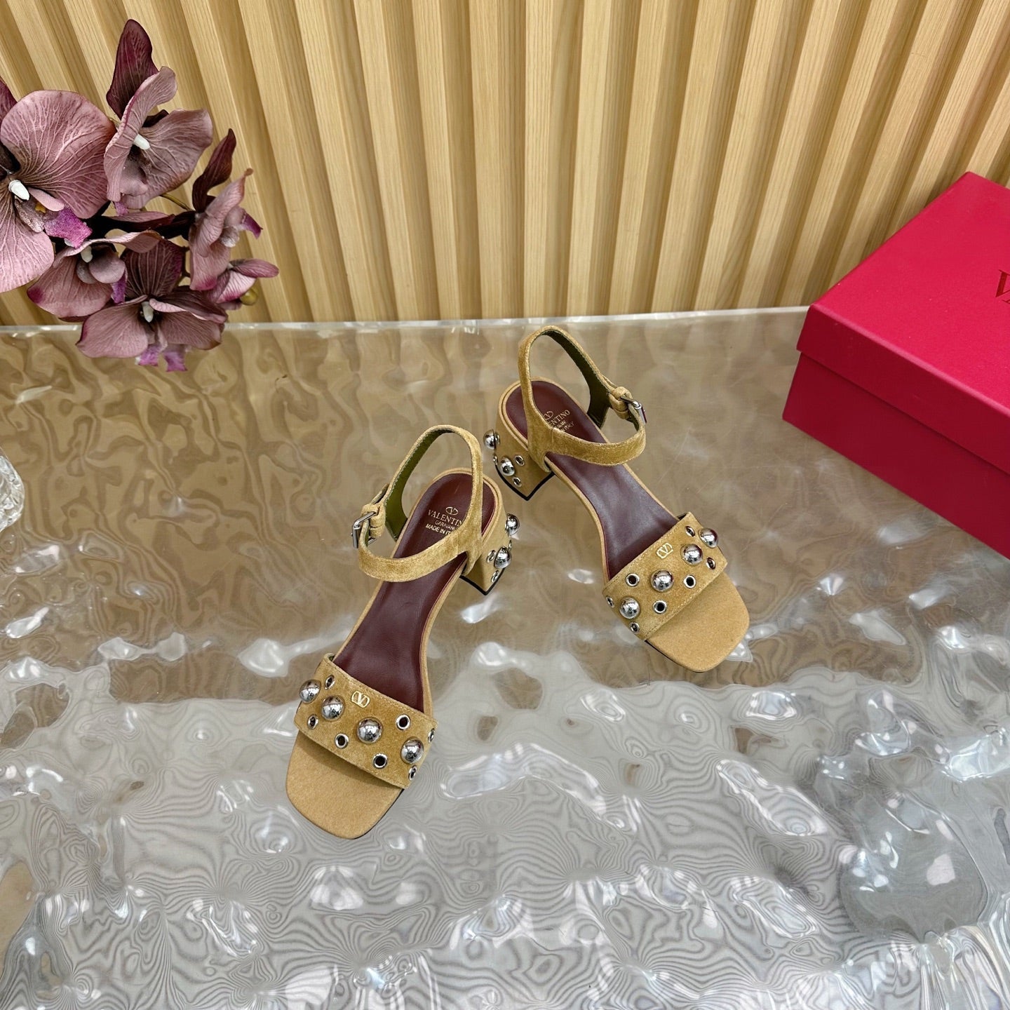 VT 25 Rivet Steel Beads Slingback Brown Suede 325202