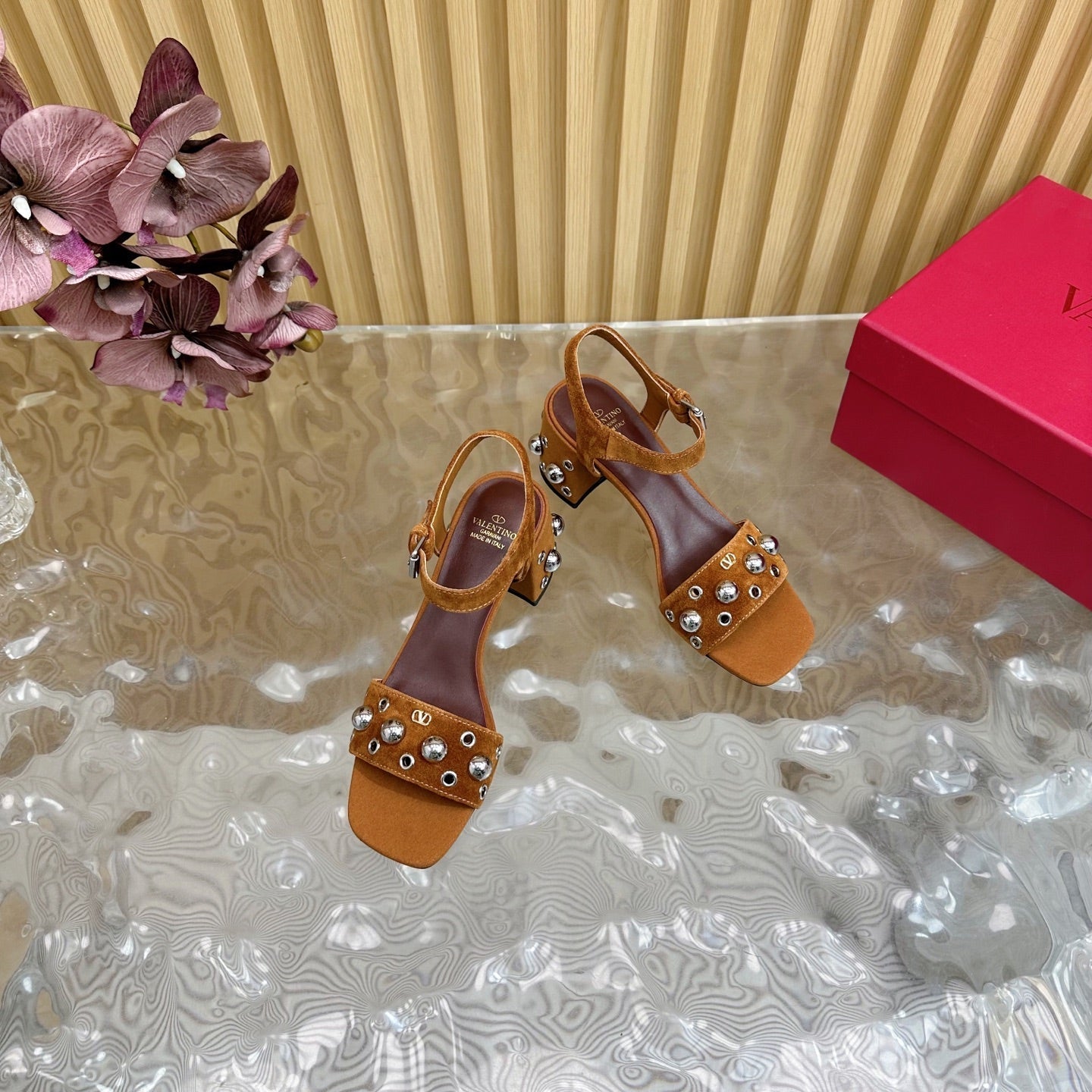 VT 25 Rivet Steel Beads Slingback Dark Brown Suede 325203