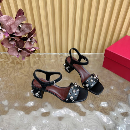 VT 25 Rivet Steel Beads Slingback Black Lambskin 325205