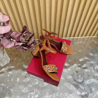 VT 25 Rivet Steel Beads Slingback Brown Lambskin 325206