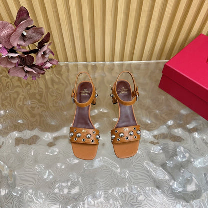 VT 25 Rivet Steel Beads Slingback Brown Lambskin 325206
