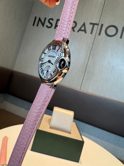 Cartier Bleu Balloon 33mm Silver Pink Diamond