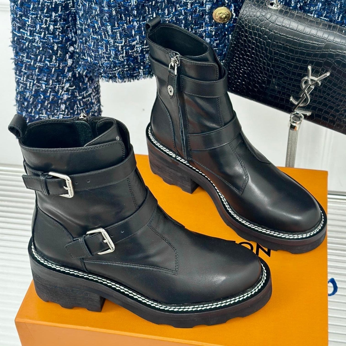 LV Beaubourg Ankle Boot 30mm Black Calfskin