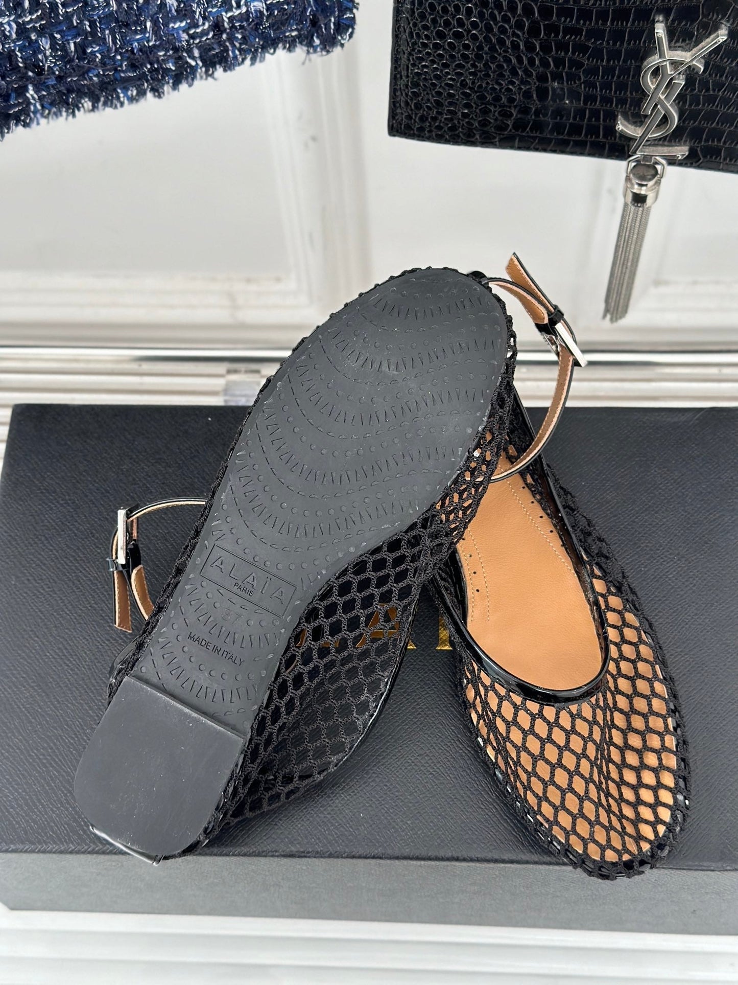 Alaia Mary Jane Ballet Flat Black Lambskin 293229