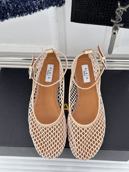 Alaia Mary Jane Ballet Flat Nude Lambskin 293230