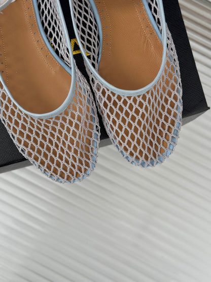 Alaia Mary Jane Ballet Flat Light Blue Lambskin 293231