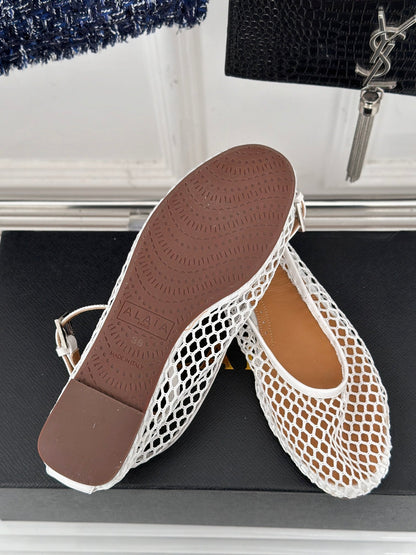 Alaia Mary Jane Ballet Flat White Lambskin 293232