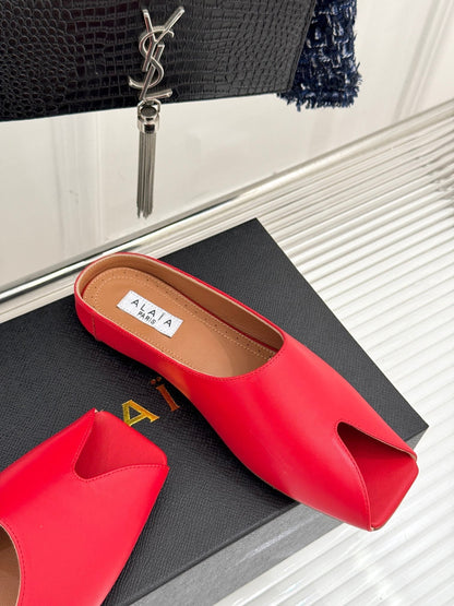 Alaia Slipper Red Calfskin 293196