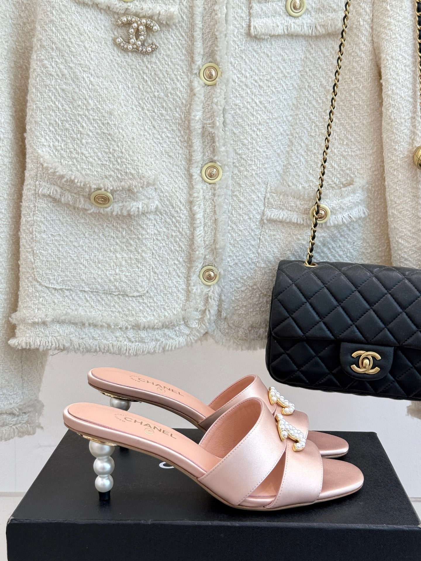 CC 25 Mules Pink Silk Lambskin 308776