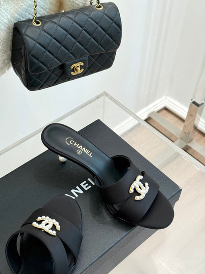 CC 25 Mules Black Silk Lambskin 308777