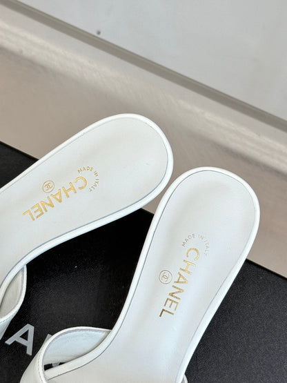 CC 25 Mules White Silk Lambskin 308778