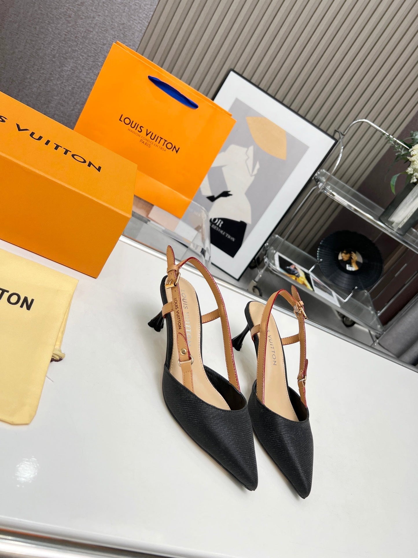 LV Blossom Slingback Pump 55mm Black Embroidered fabric 218285
