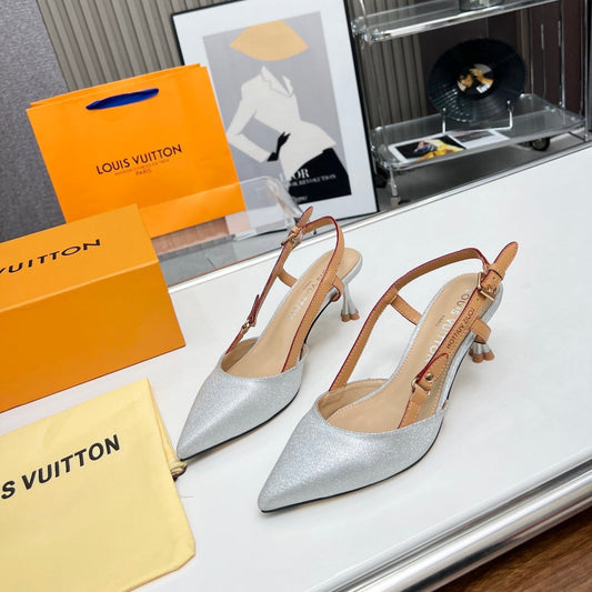 LV Blossom Slingback Pump 55mm White Embroidered fabric 218286
