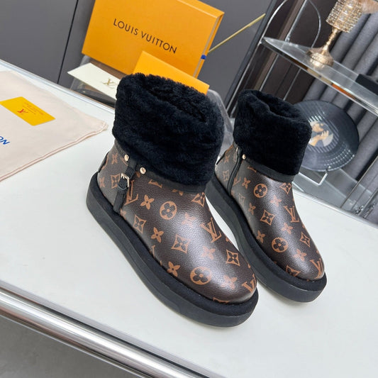 LV Aspen Platform Ankle Boot Dark Brown Monogram Cowhide