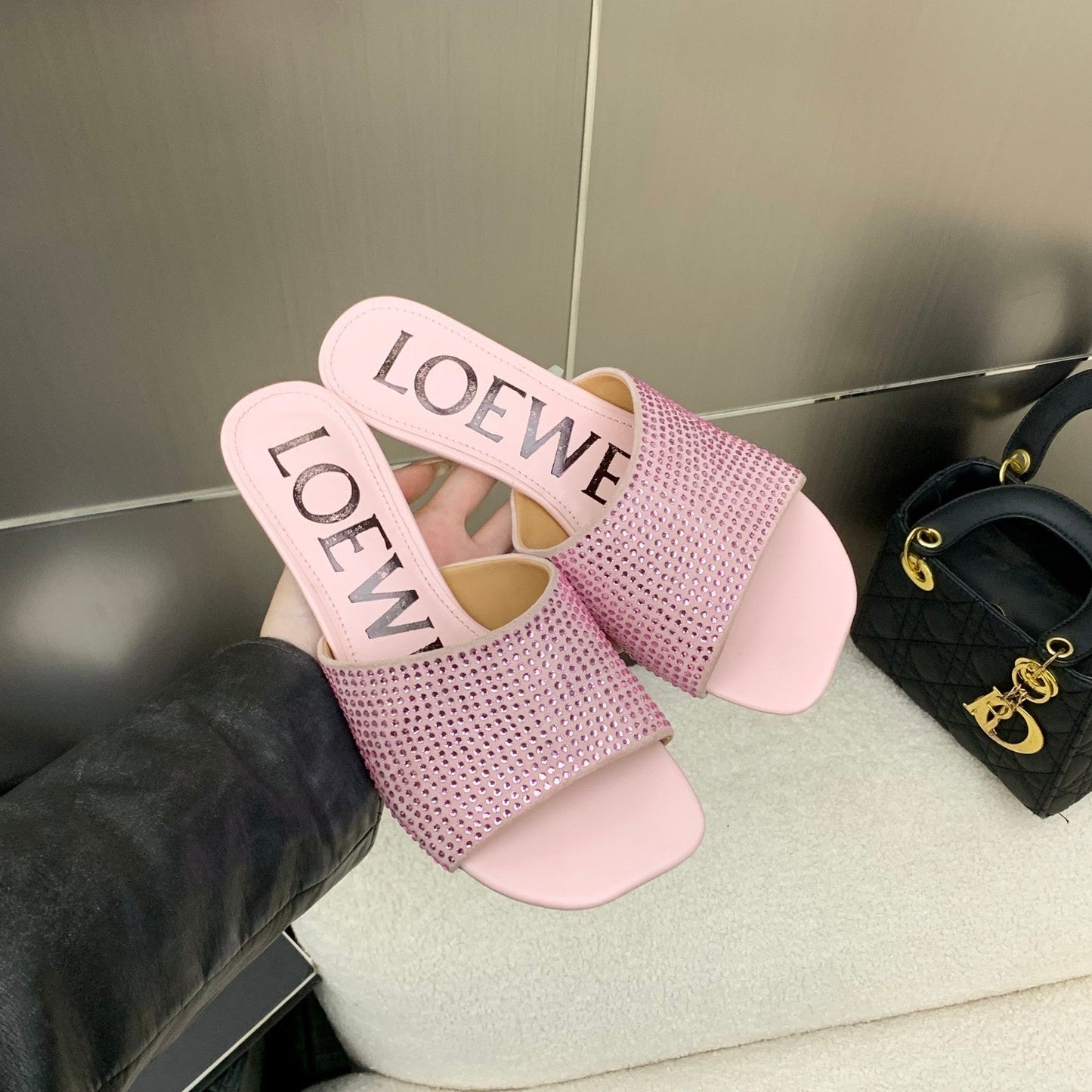 Loewe Petal Mule Multicolor Sheep and Diamond 246563