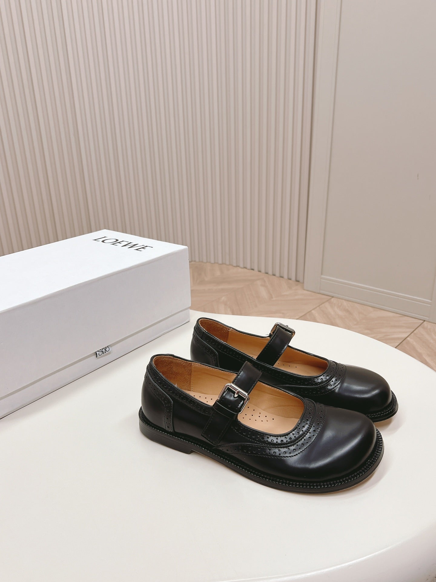 Loewe Campo Mary Jane Ballet Flat Black Cowhide