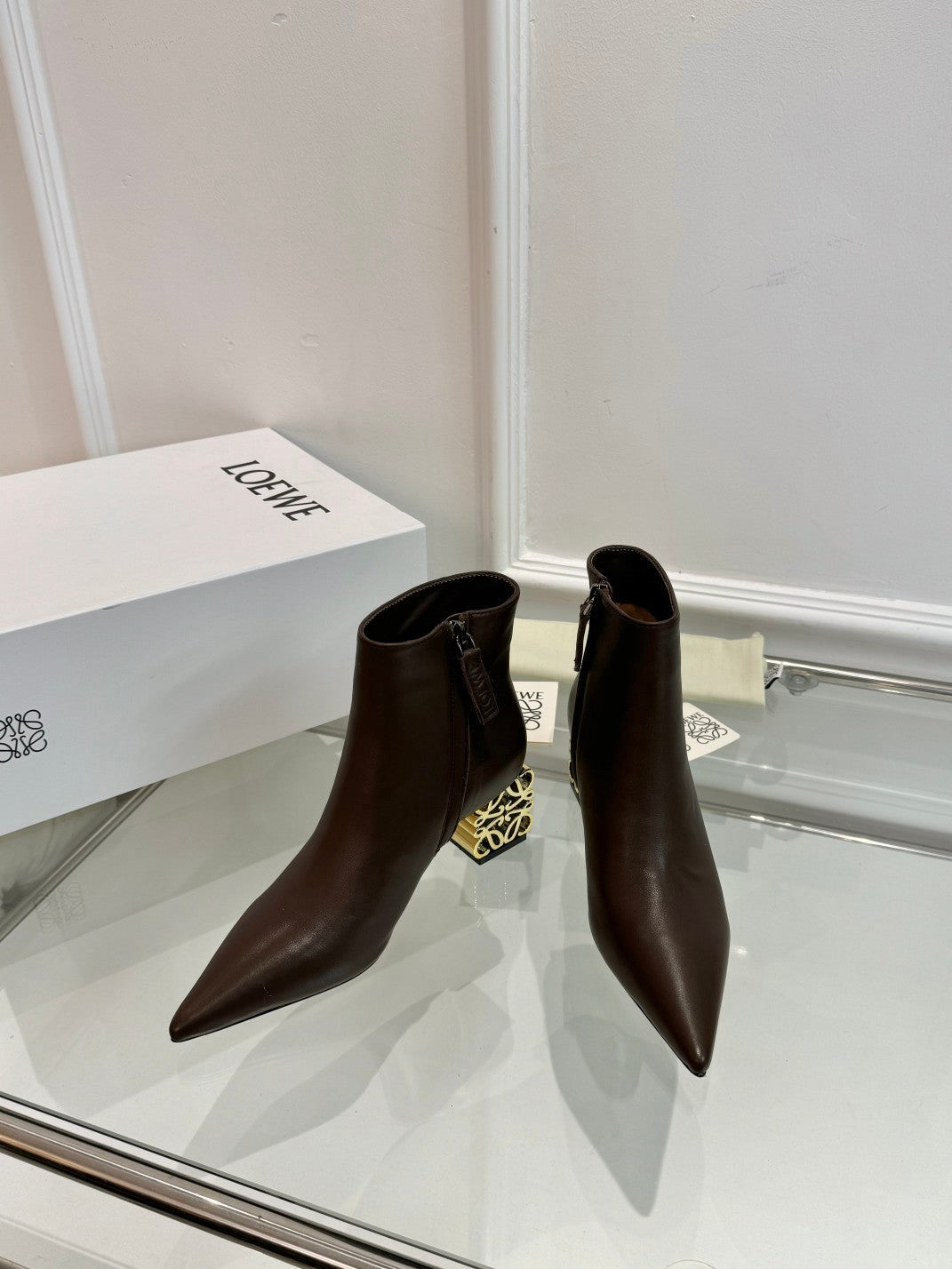 Loewe Anagram heel boot brown calfskin