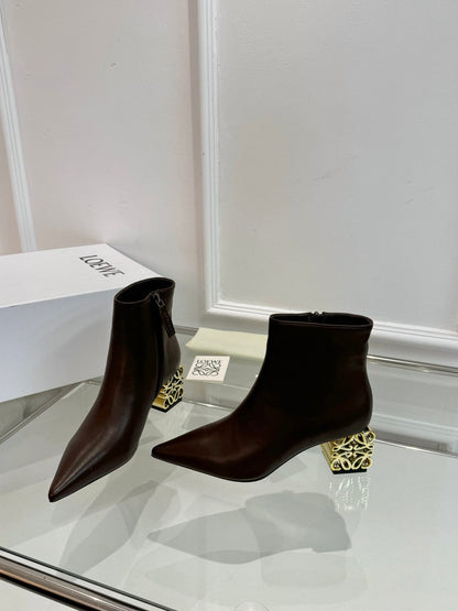 Loewe Anagram heel boot brown calfskin