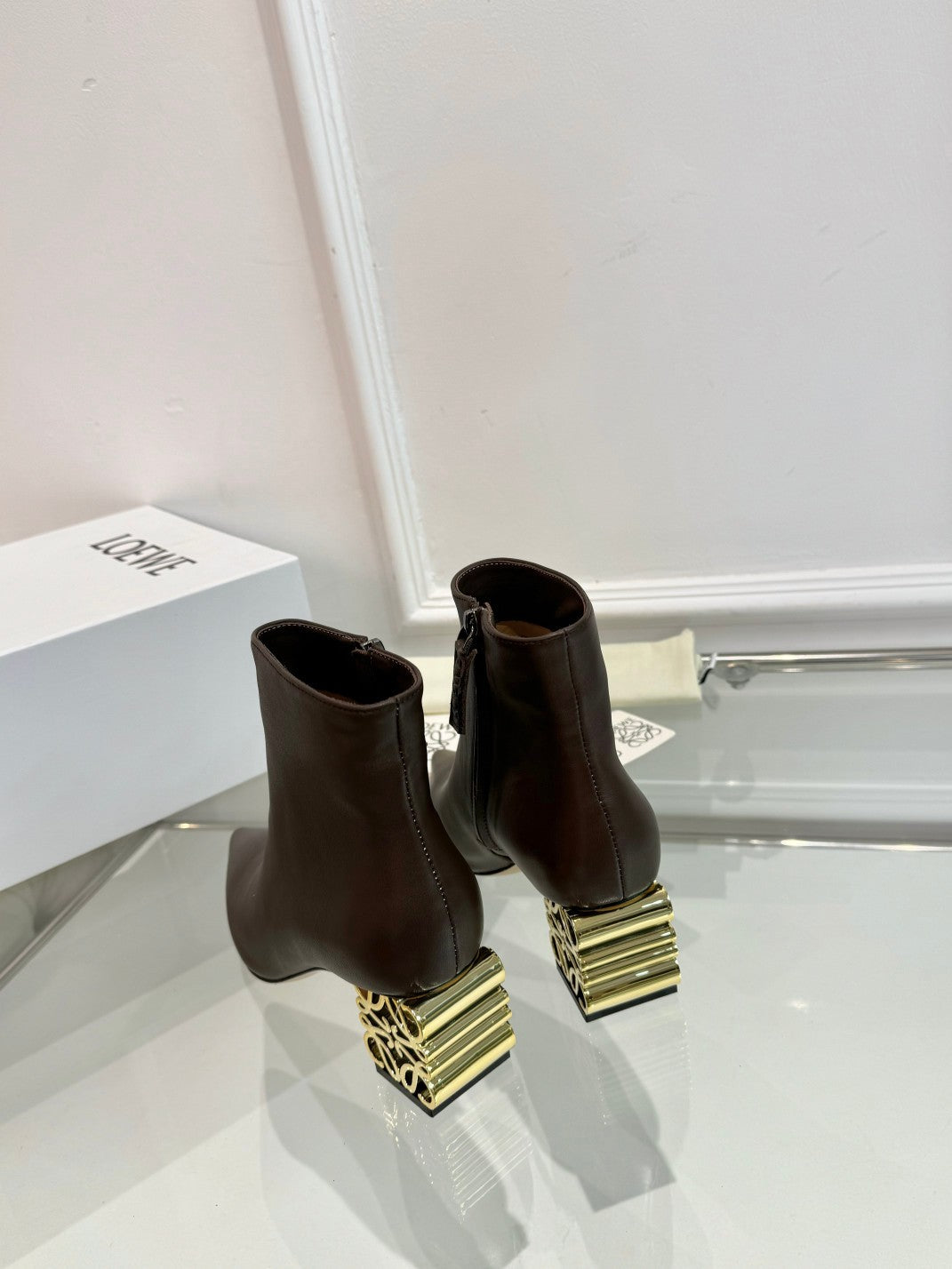 Loewe Anagram heel boot brown calfskin