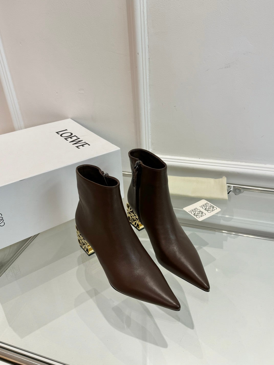 Loewe Anagram heel boot brown calfskin