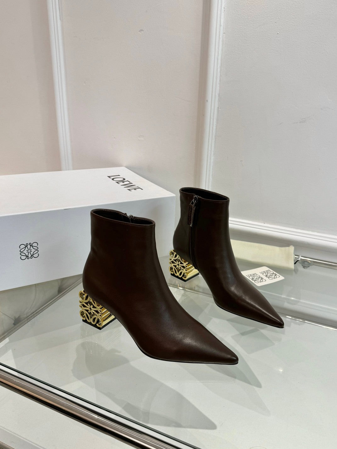 Loewe Anagram heel boot brown calfskin
