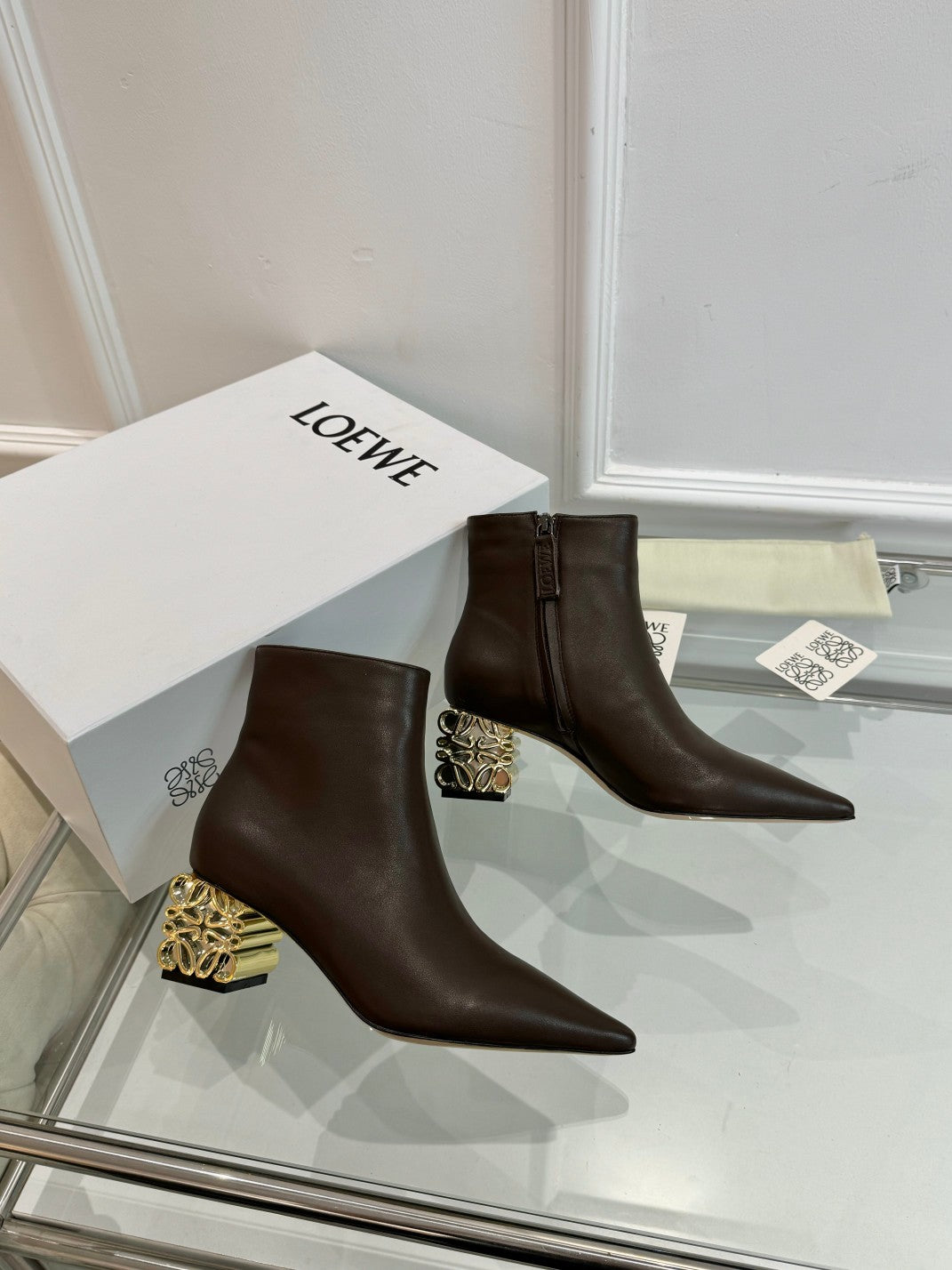 Loewe Anagram heel boot brown calfskin