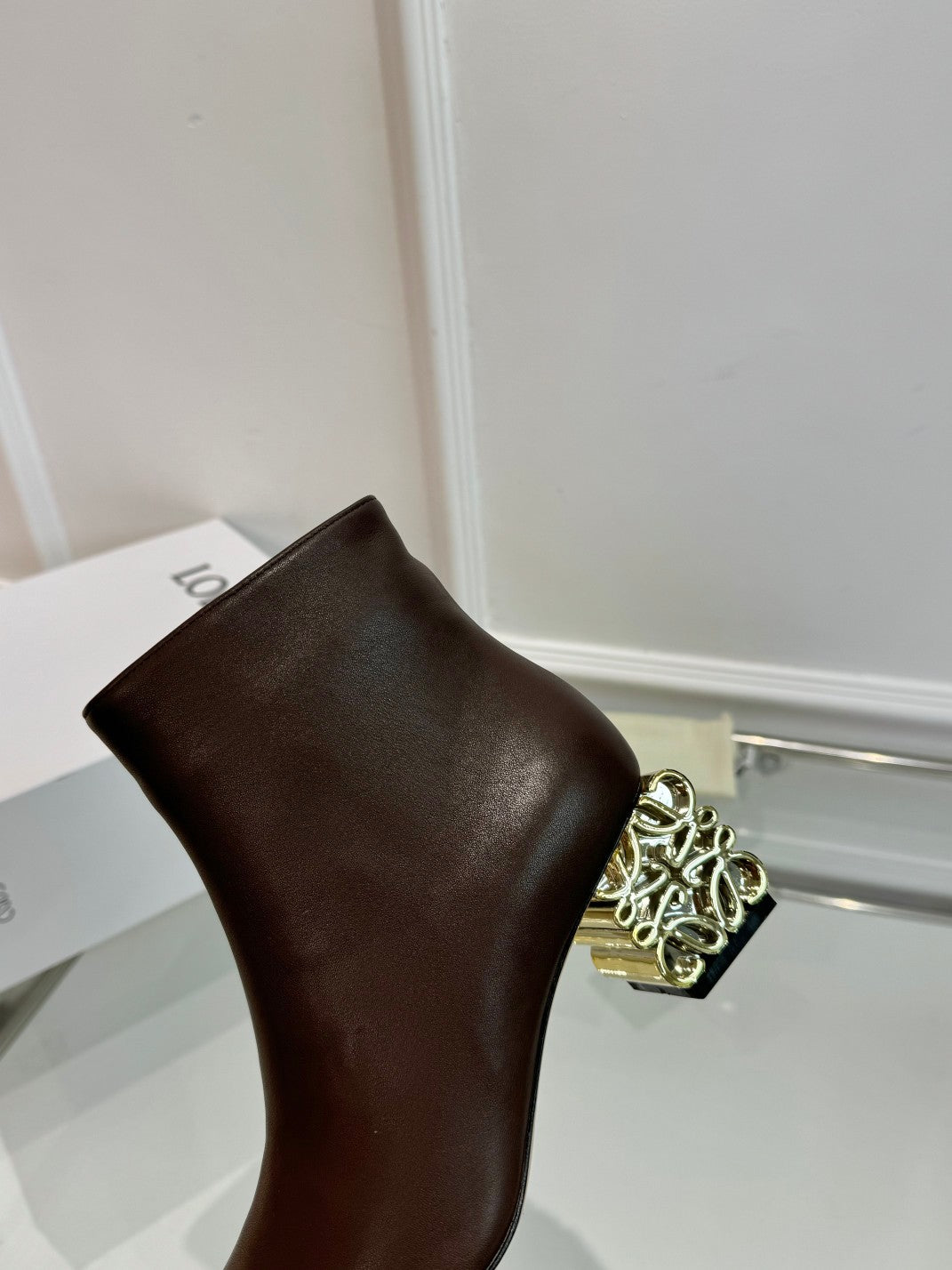 Loewe Anagram heel boot brown calfskin