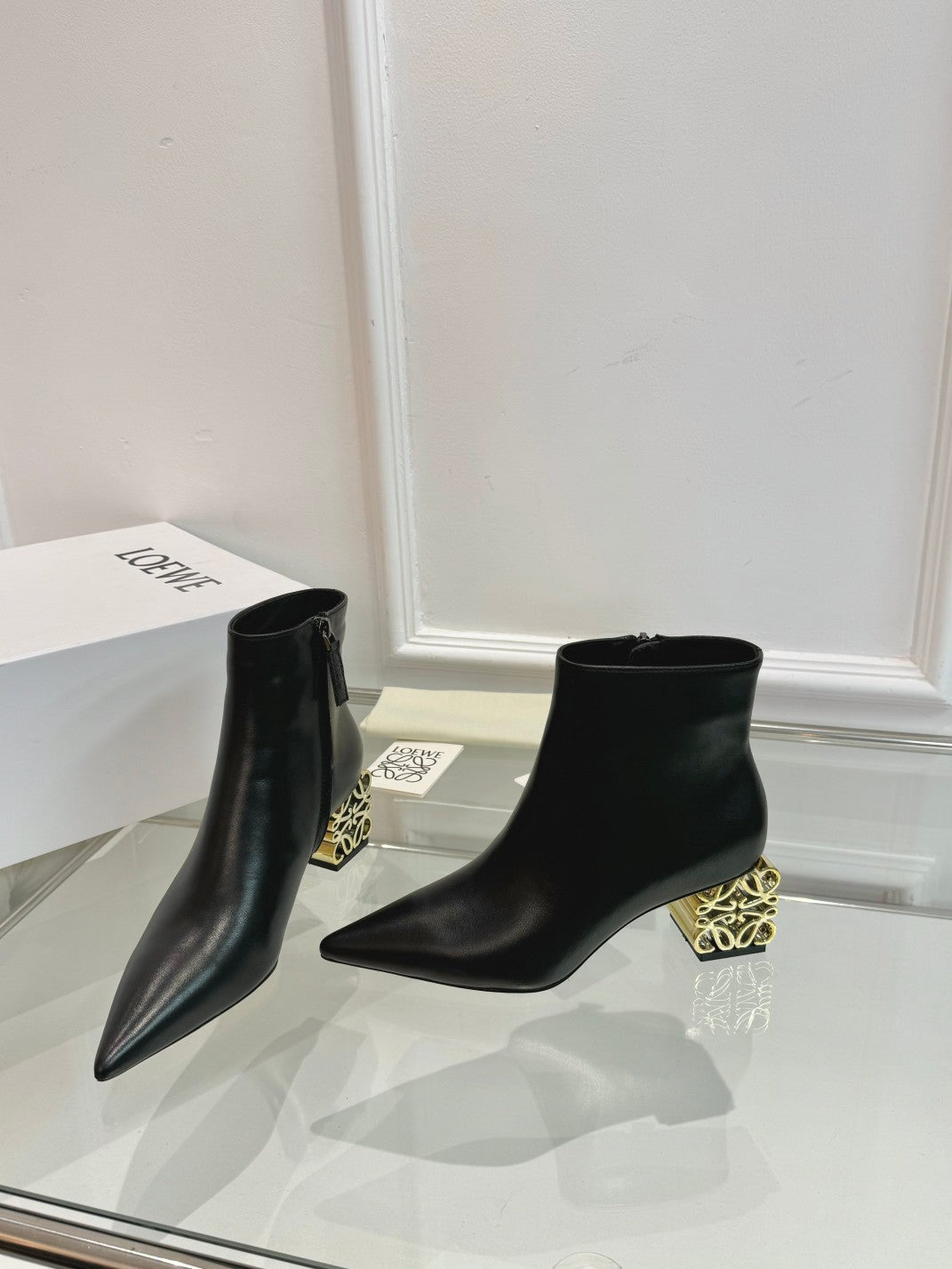Loewe Anagram heel boot black calfskin