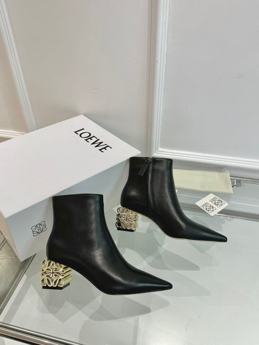 Loewe Anagram heel boot black calfskin