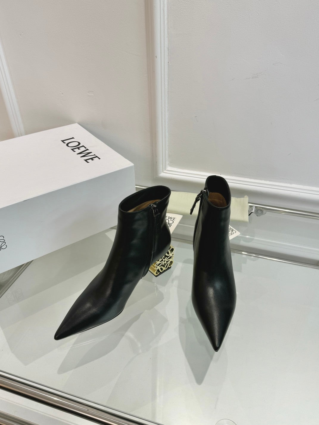 Loewe Anagram heel boot black calfskin
