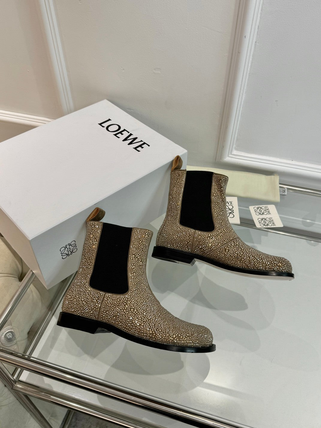 Loewe Chelsea boots diamond silver-gold cowhide