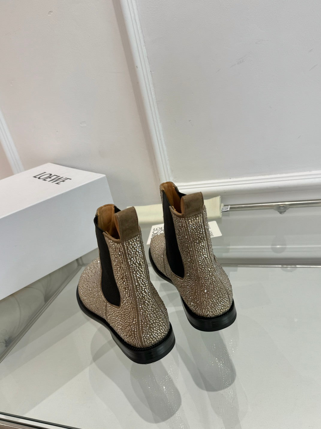 Loewe Chelsea boots diamond silver-gold cowhide