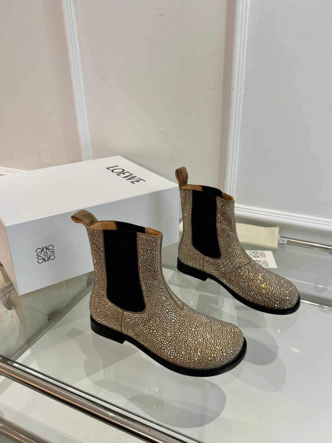 Loewe Chelsea boots diamond silver-gold cowhide