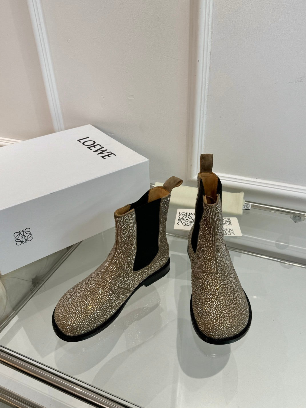 Loewe Chelsea boots diamond silver-gold cowhide