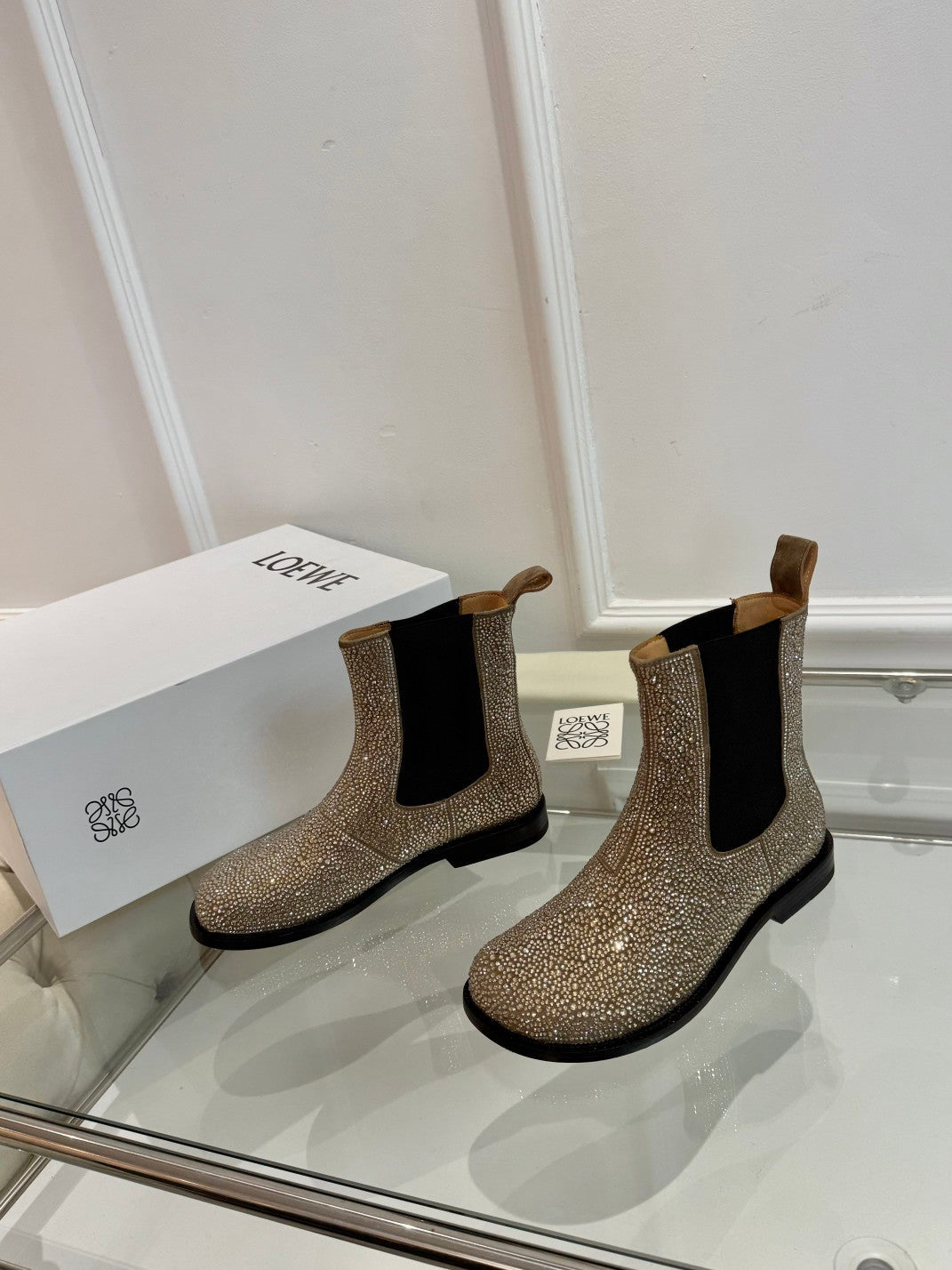 Loewe Chelsea boots diamond silver-gold cowhide