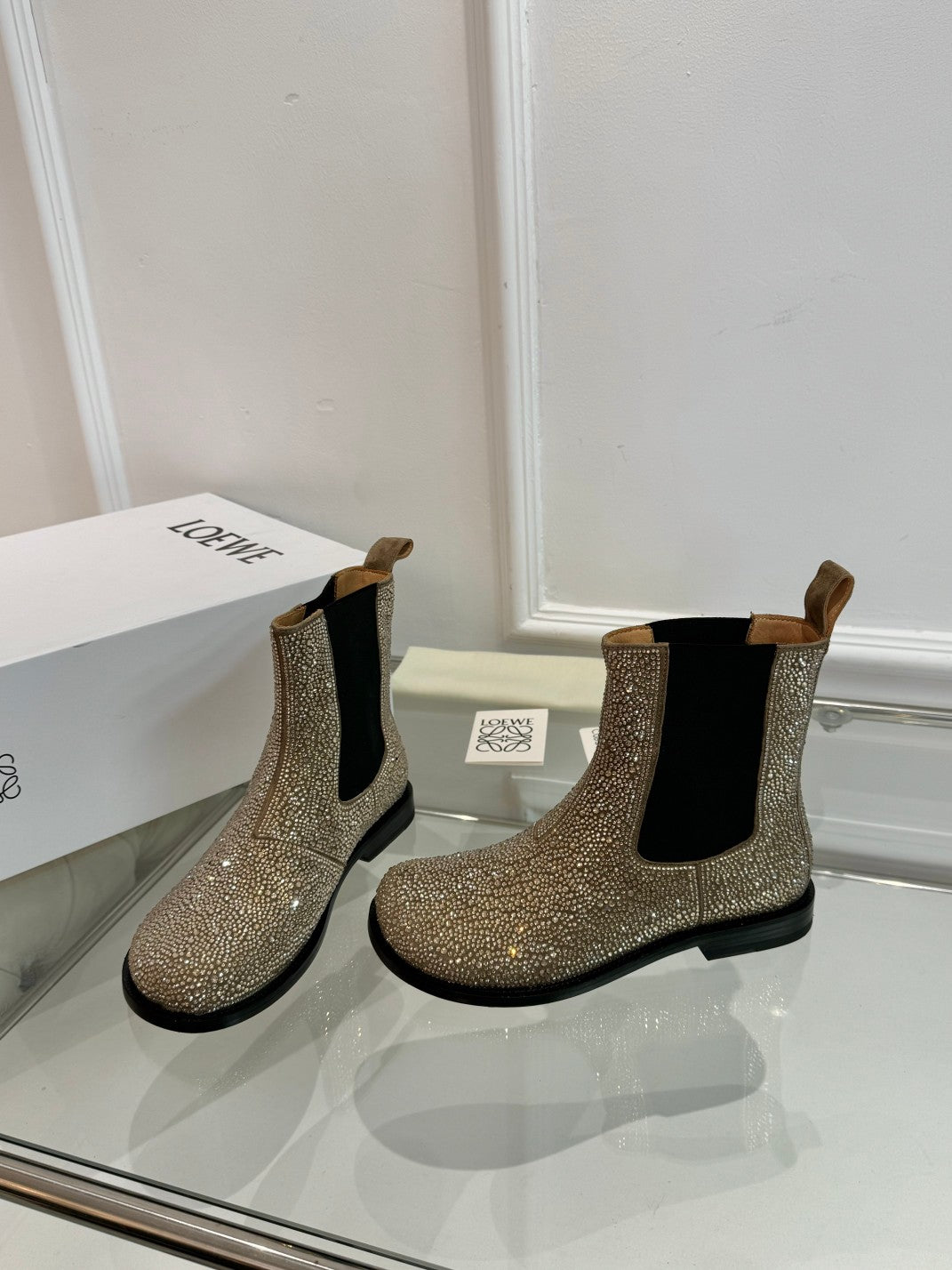 Loewe Chelsea boots diamond silver-gold cowhide