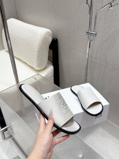 Loewe 25 flat slippers white calfskin
