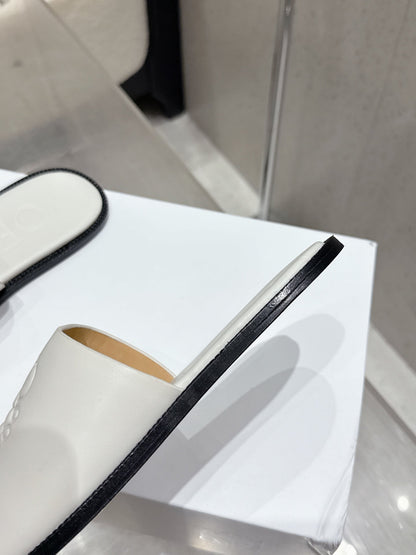 Loewe 25 flat slippers white calfskin